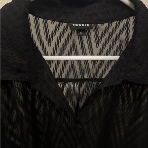 Torrid Black Patterned Sheer Blouse